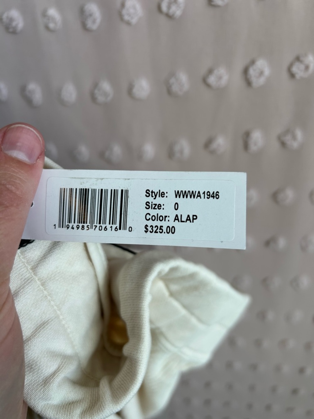 NWT James Perse Jumbo Cord Relaxed Fit Chino Sz 0 XS Cream White - Picture 5 of 5
